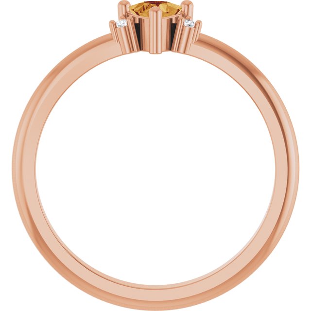 Trillion Citrine Accented Ring with Diamond Accents in Rose Gold