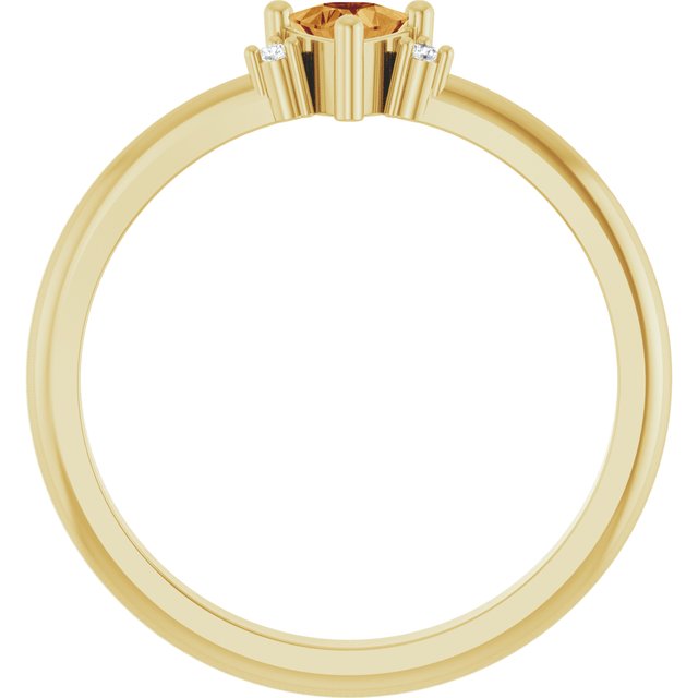 Trillion Citrine Accented Ring with Diamond Accents in Yellow Gold