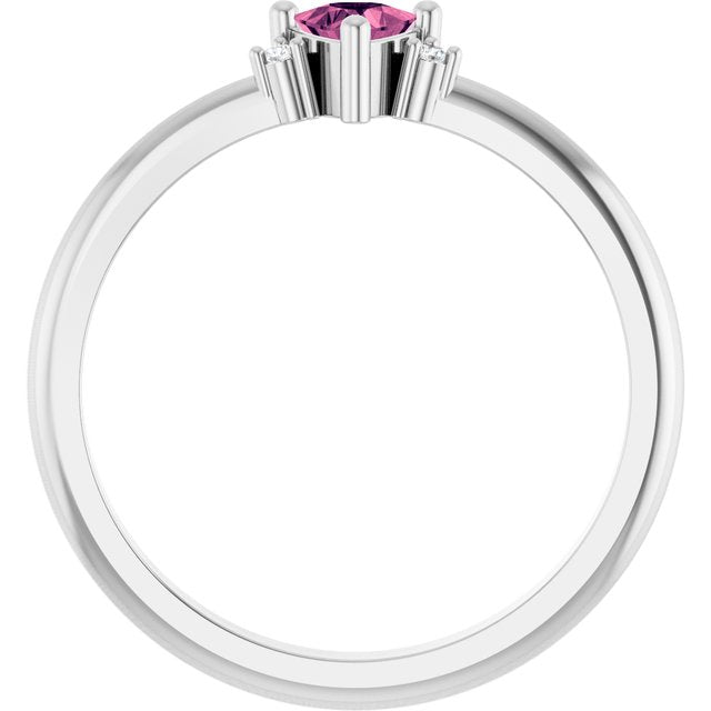 Trillion Pink Tourmaline & Diamond Accented Ring in Platinum | 4x4x4mm