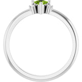 Trillion Peridot Accented Ring with Diamond Accents in Platinum