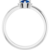 Trillion Lab-Grown Blue Sapphire & Diamond Ring in White Gold