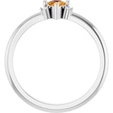 Trillion Citrine & Diamond Accented Ring in Gold and Platinum