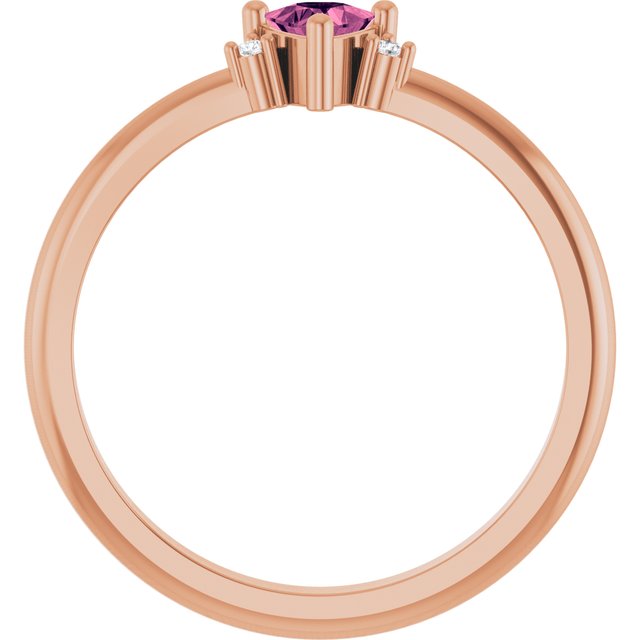Trillion Pink Tourmaline & Diamond Accented Ring in Rose Gold