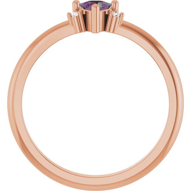Trillion Lab-Grown Alexandrite & Diamond Ring in Rose Gold