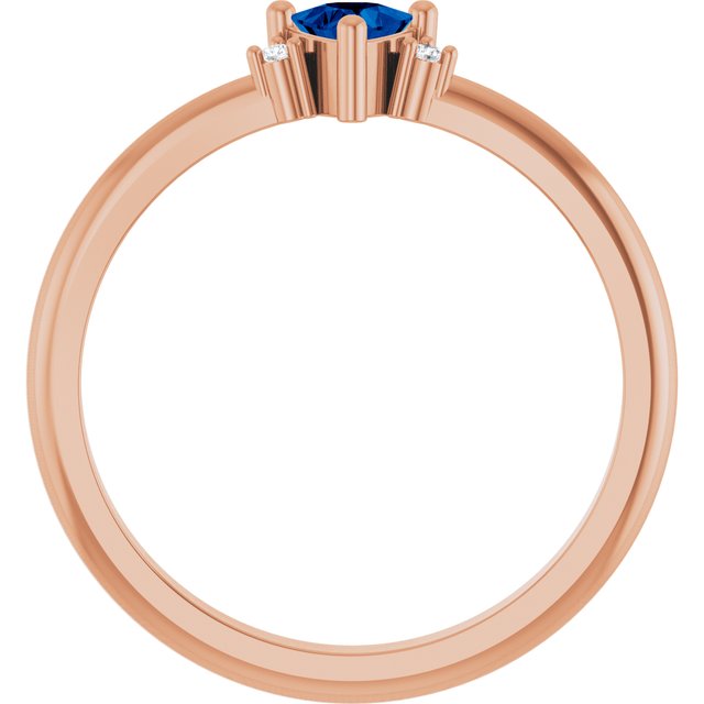 Trillion Blue Sapphire & Diamond Accented Ring in Rose Gold