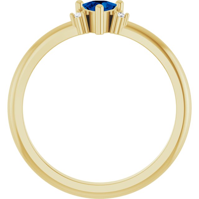 Trillion Lab-Grown Blue Sapphire & Diamond Ring in Yellow Gold