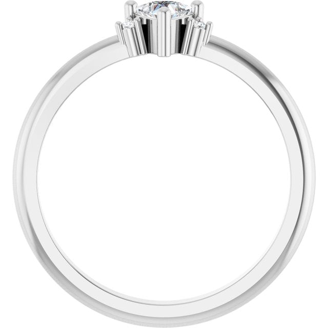 Trillion White Sapphire Accented Ring with Diamond Accents in Platinum