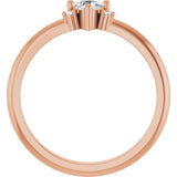 Trillion White Sapphire & Diamond Accented Ring in Rose Gold