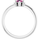 Trillion Pink Tourmaline & Diamond Accented Ring in White Gold