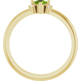 Trillion Peridot Accented Ring with Diamond Accents in Yellow Gold