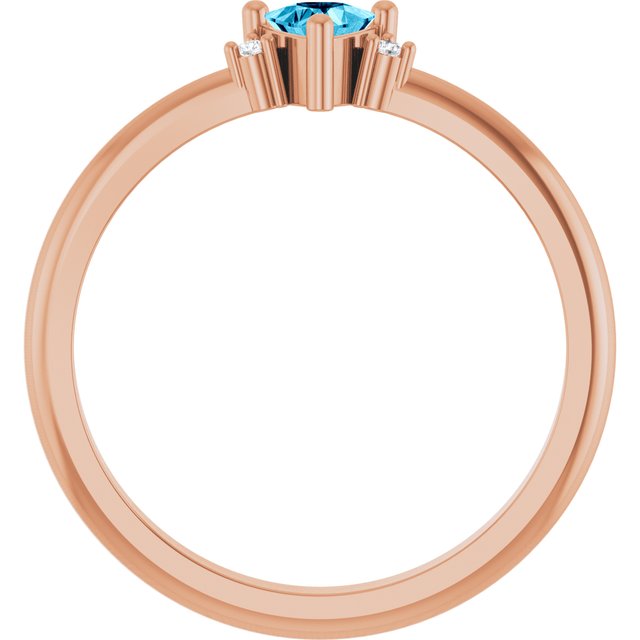 Trillion Aquamarine & Diamond Accented Ring in Rose Gold | 4x4x4mm