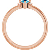 Trillion Aquamarine & Diamond Accented Ring in Rose Gold | 4x4x4mm