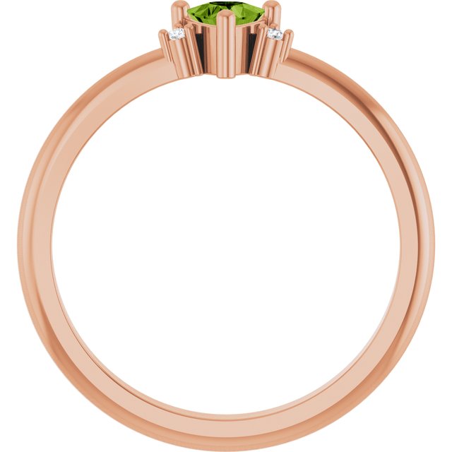 Trillion Peridot Accented Ring with Diamond Accents in Rose Gold