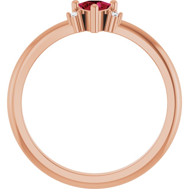 Trillion Lab-Grown Ruby & Diamond Accented Ring in Rose Gold