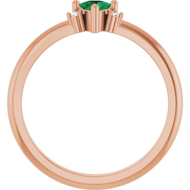 Trillion Emerald Accented Ring with Diamond Accents in Rose Gold