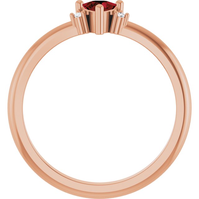 Trillion Mozambique Garnet & Diamond Accented Ring in Rose Gold