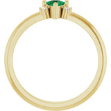 Trillion Emerald Accented Ring with Diamond Accents in Yellow Gold