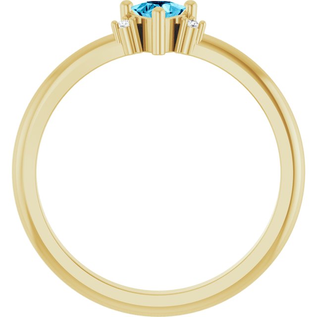 Trillion Aquamarine & Diamond Accented Ring in Yellow Gold