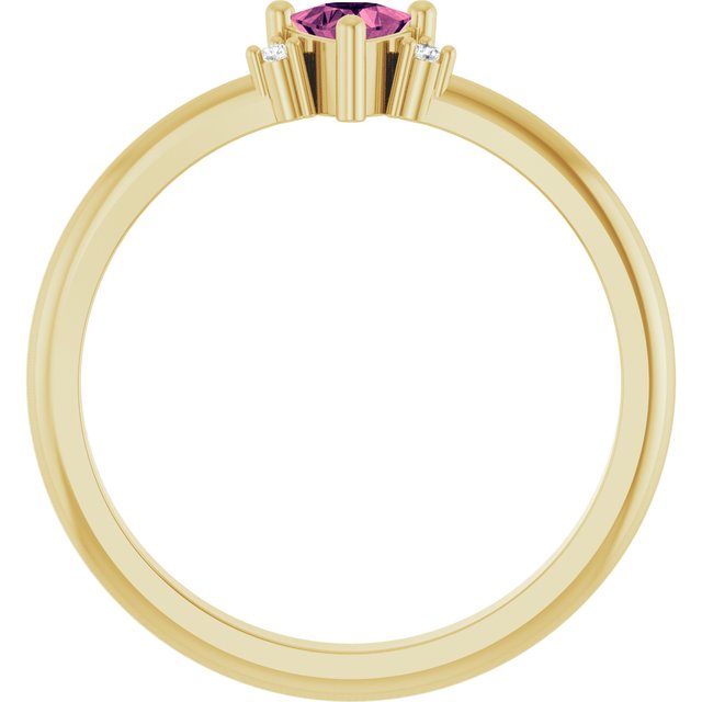 Trillion Pink Tourmaline & Diamond Accented Ring in Yellow Gold