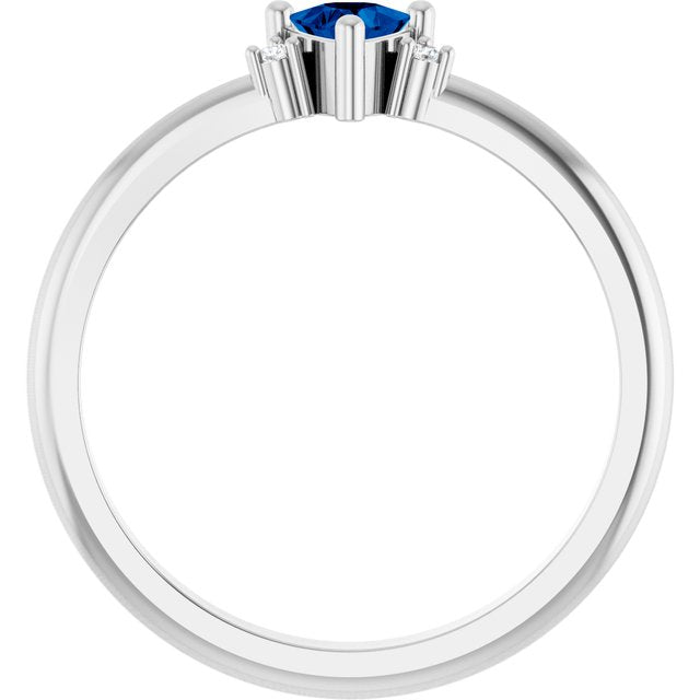 Trillion Lab-Grown Blue Sapphire & Diamond Accented Ring in Platinum