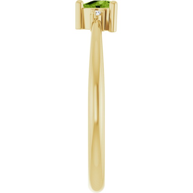 Trillion Peridot Accented Ring with Diamond Accents in Yellow Gold