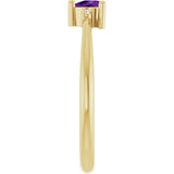 Trillion Amethyst & Diamond Accented Ring in Yellow Gold | 4x4x4mm