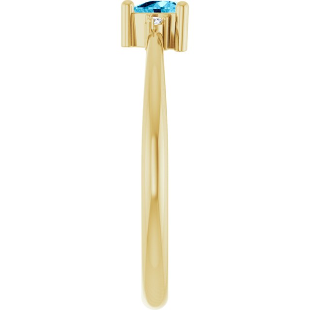 Trillion Aquamarine & Diamond Accented Ring in Yellow Gold