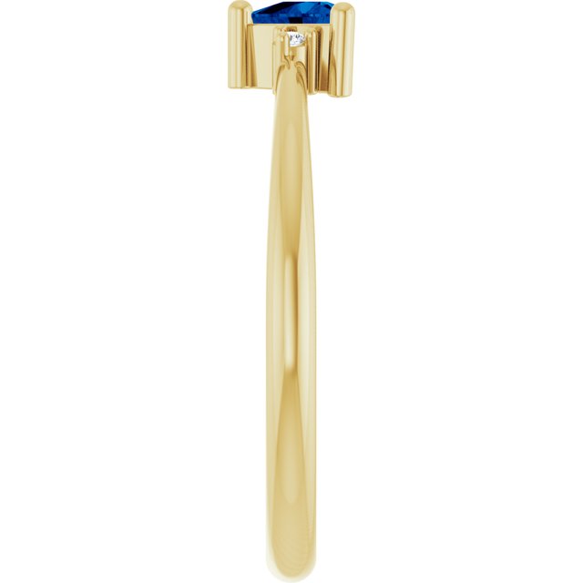 Trillion Blue Sapphire & Diamond Accented Ring in Yellow Gold
