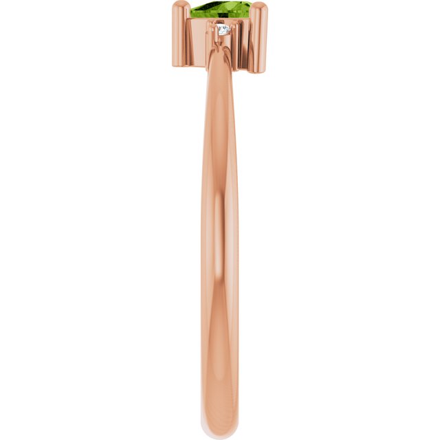 Trillion Peridot Accented Ring with Diamond Accents in Rose Gold