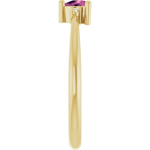 Trillion Pink Tourmaline & Diamond Accented Ring in Yellow Gold