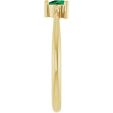 Trillion Emerald Accented Ring with Diamond Accents in Yellow Gold