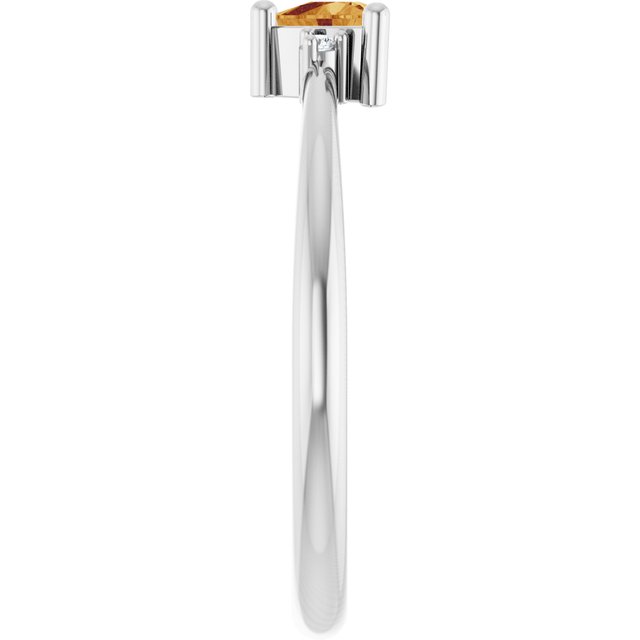 Trillion Citrine & Diamond Accented Ring in Gold and Platinum