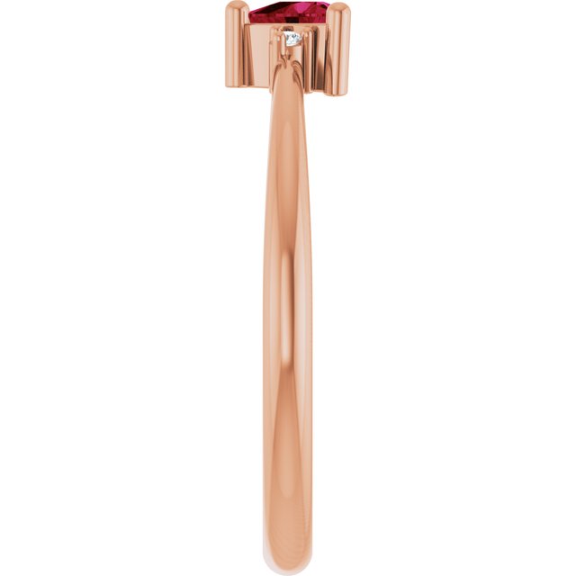 Trillion Lab-Grown Ruby & Diamond Accented Ring in Rose Gold