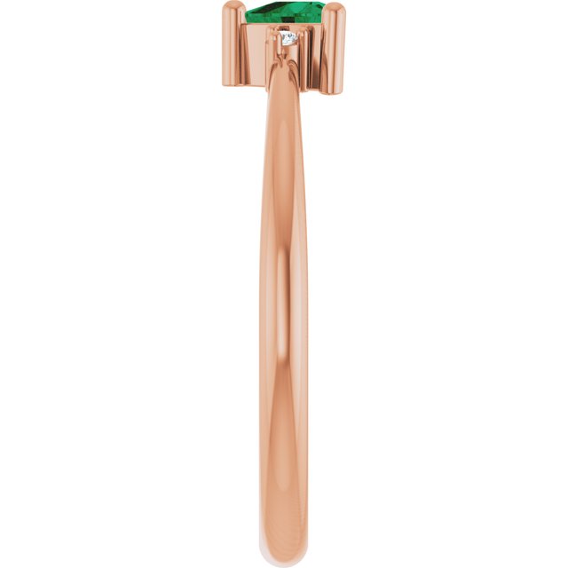 Trillion Emerald Accented Ring with Diamond Accents in Rose Gold