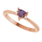 Trillion Lab-Grown Alexandrite & Diamond Ring in Rose Gold