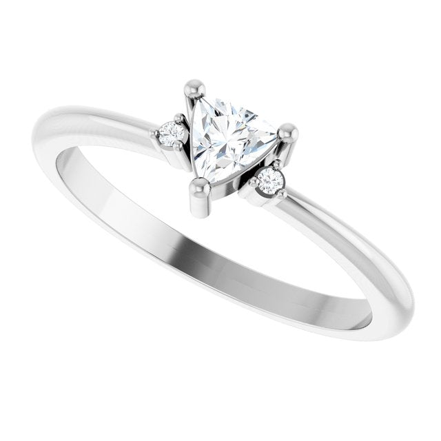 Trillion White Sapphire Accented Ring with Diamond Accents in Platinum