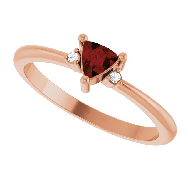 Trillion Mozambique Garnet & Diamond Accented Ring in Rose Gold