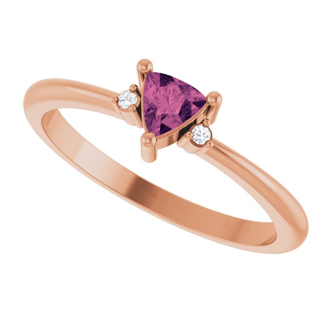 Trillion Pink Tourmaline & Diamond Accented Ring in Rose Gold