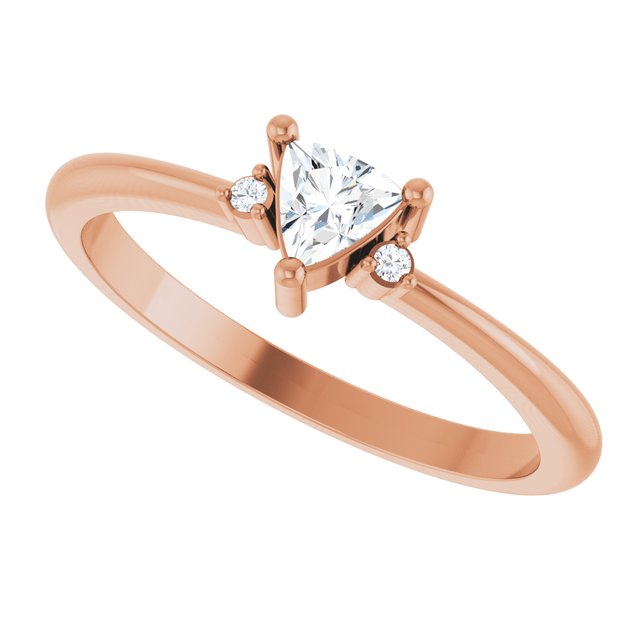 Trillion White Sapphire & Diamond Accented Ring in Rose Gold