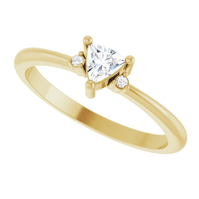 Trillion White Sapphire & Diamond Accented Ring in Yellow Gold