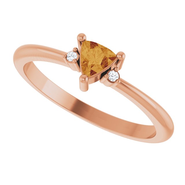 Trillion Citrine Accented Ring with Diamond Accents in Rose Gold