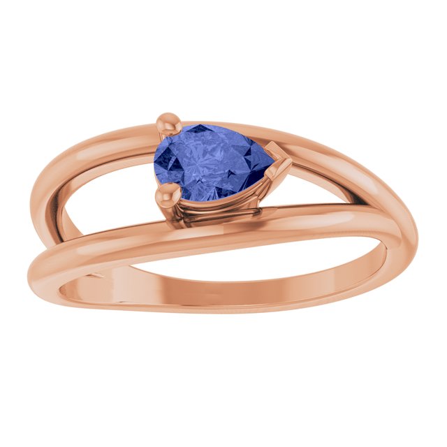 Pear Tanzanite Negative Space Ring in Rose Gold