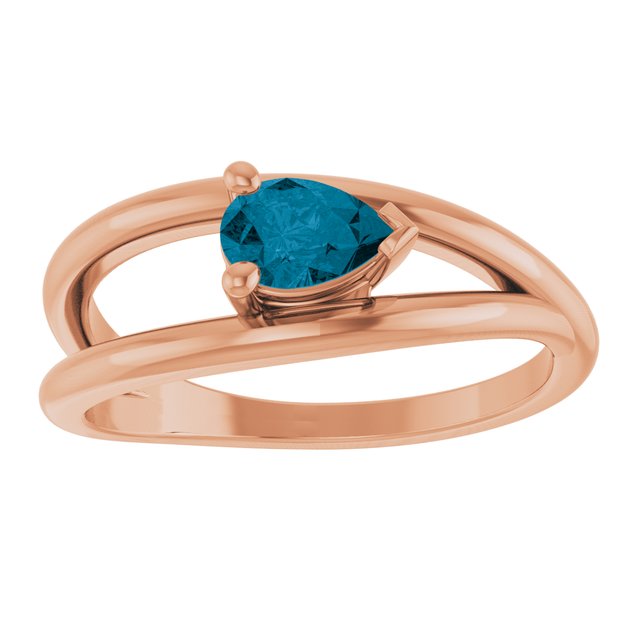 Pear London Blue Topaz Negative Space Ring in Gold