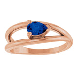 Pear Lab-Grown Blue Sapphire Negative Space Ring in Rose Gold