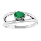 Pear Lab-Grown Emerald Negative Space Ring in Platinum