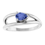 Pear Tanzanite Negative Space Ring in Platinum