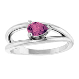 Pear Pink Tourmaline Negative Space Ring in White Gold