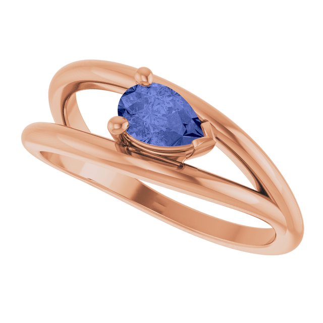 Pear Tanzanite Negative Space Ring in Rose Gold
