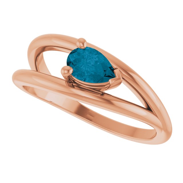 Pear London Blue Topaz Negative Space Ring in Gold