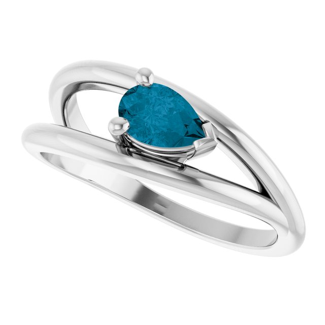 Pear London Blue Topaz Negative Space Ring in White Gold